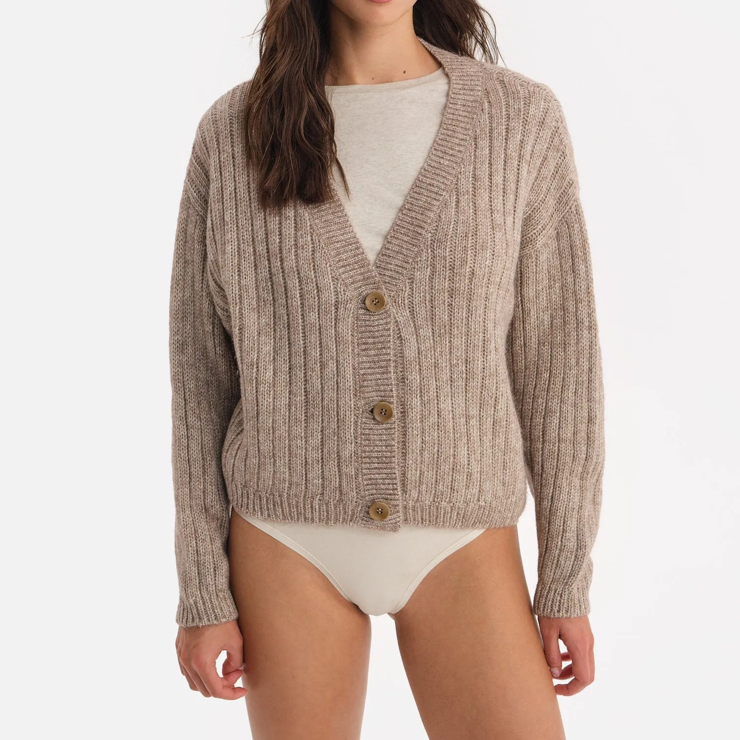 Luxe Alpaca Ribbed Cardigan sold by MATE the Label