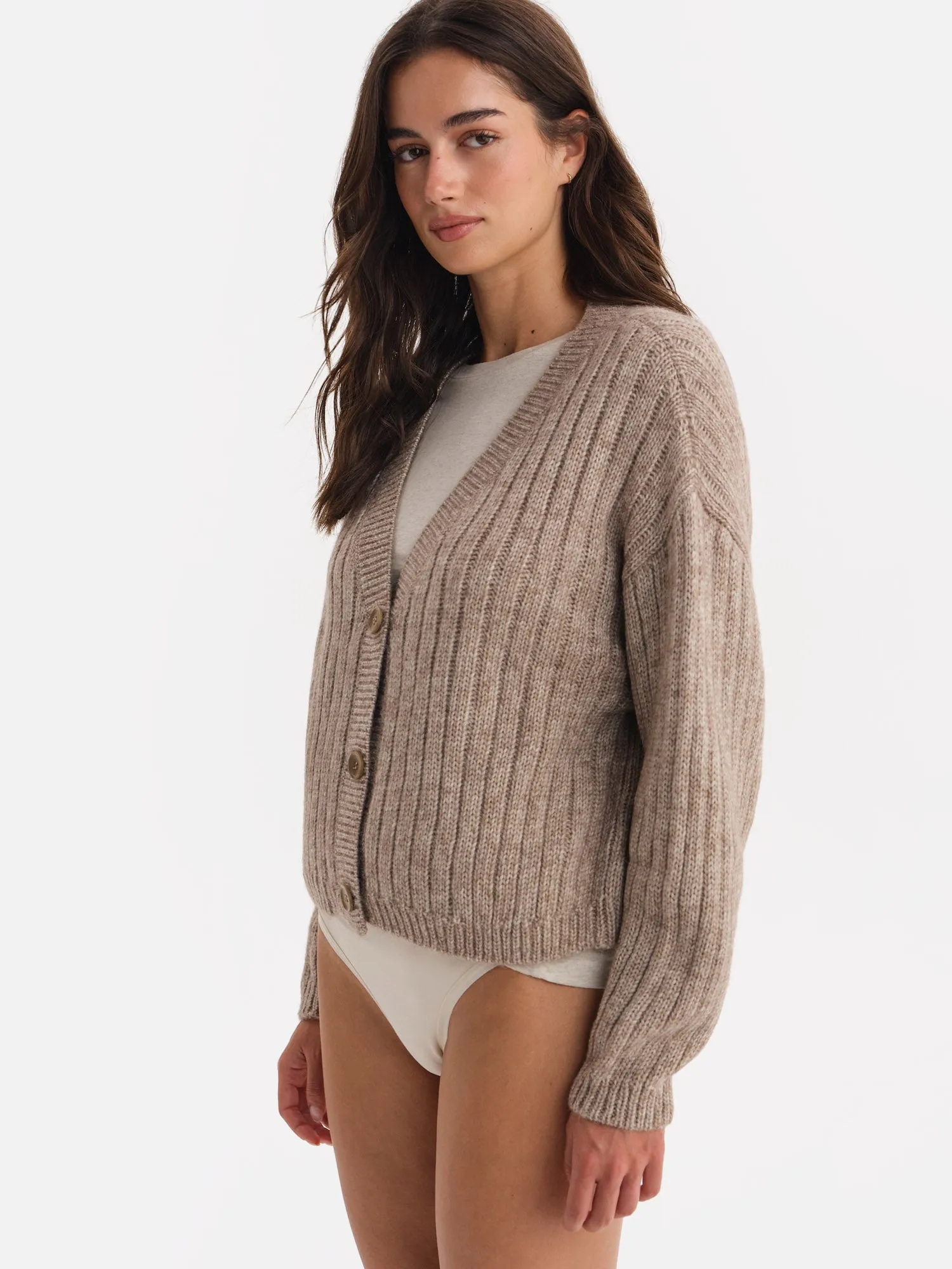 Luxe Alpaca Ribbed Cardigan sold by MATE the Label product image thumbnail 4