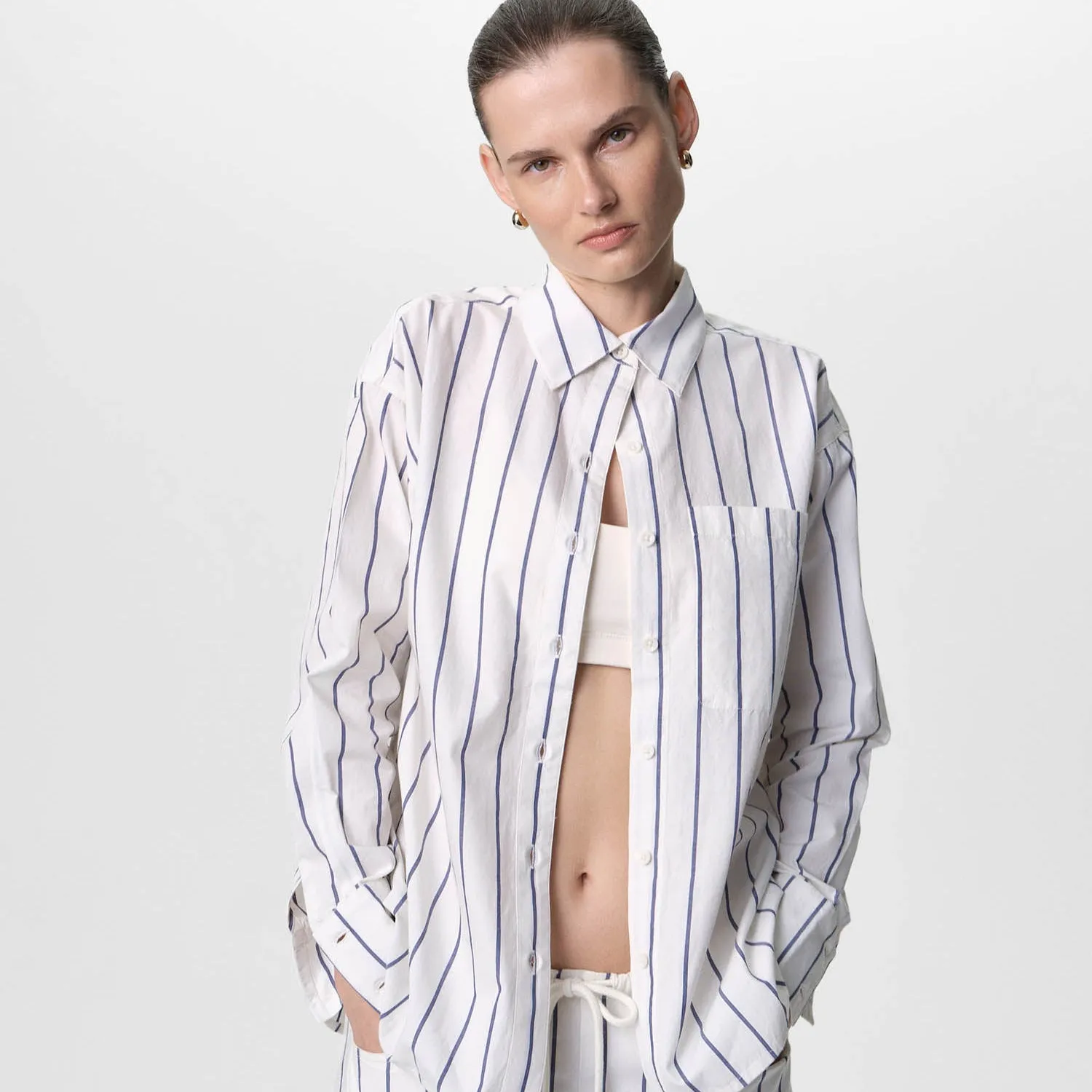 Organic Poplin Striped Long Sleeve Button Down sold by MATE the Label