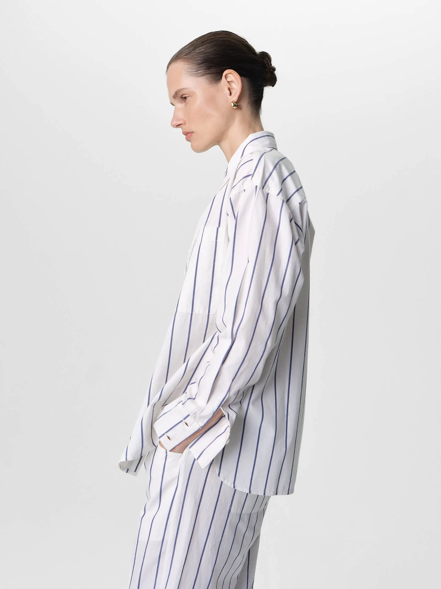 Organic Poplin Striped Long Sleeve Button Down sold by MATE the Label product image thumbnail 4