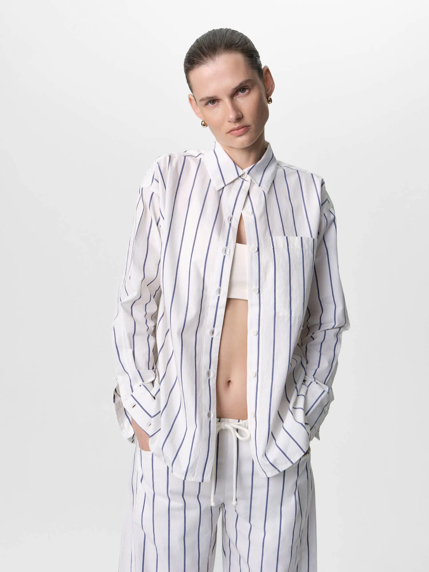 Organic Poplin Striped Long Sleeve Button Down sold by MATE the Label product image thumbnail 2