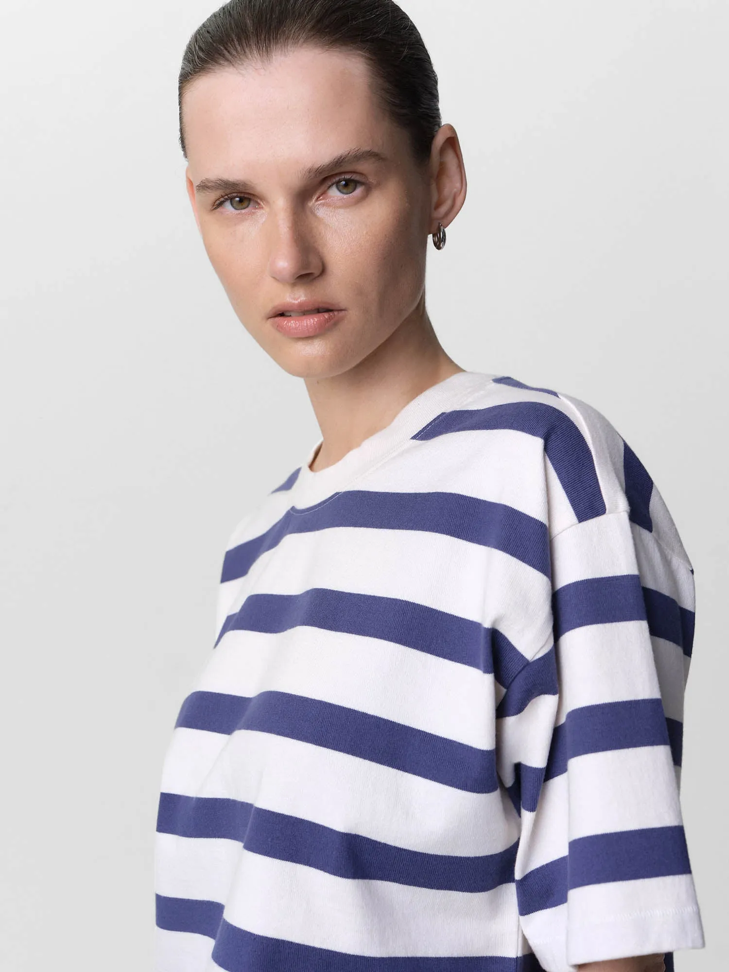Organic Structured Cotton Striped Cropped Tee sold by MATE the Label product image thumbnail 3