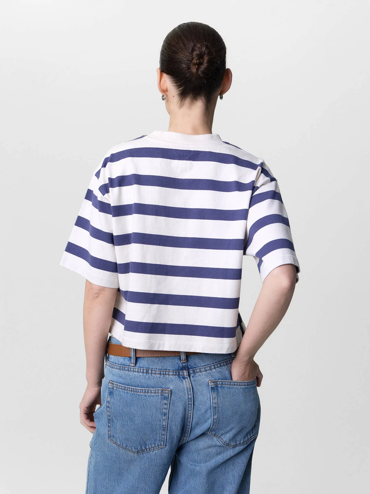 Organic Structured Cotton Striped Cropped Tee sold by MATE the Label product image thumbnail 5