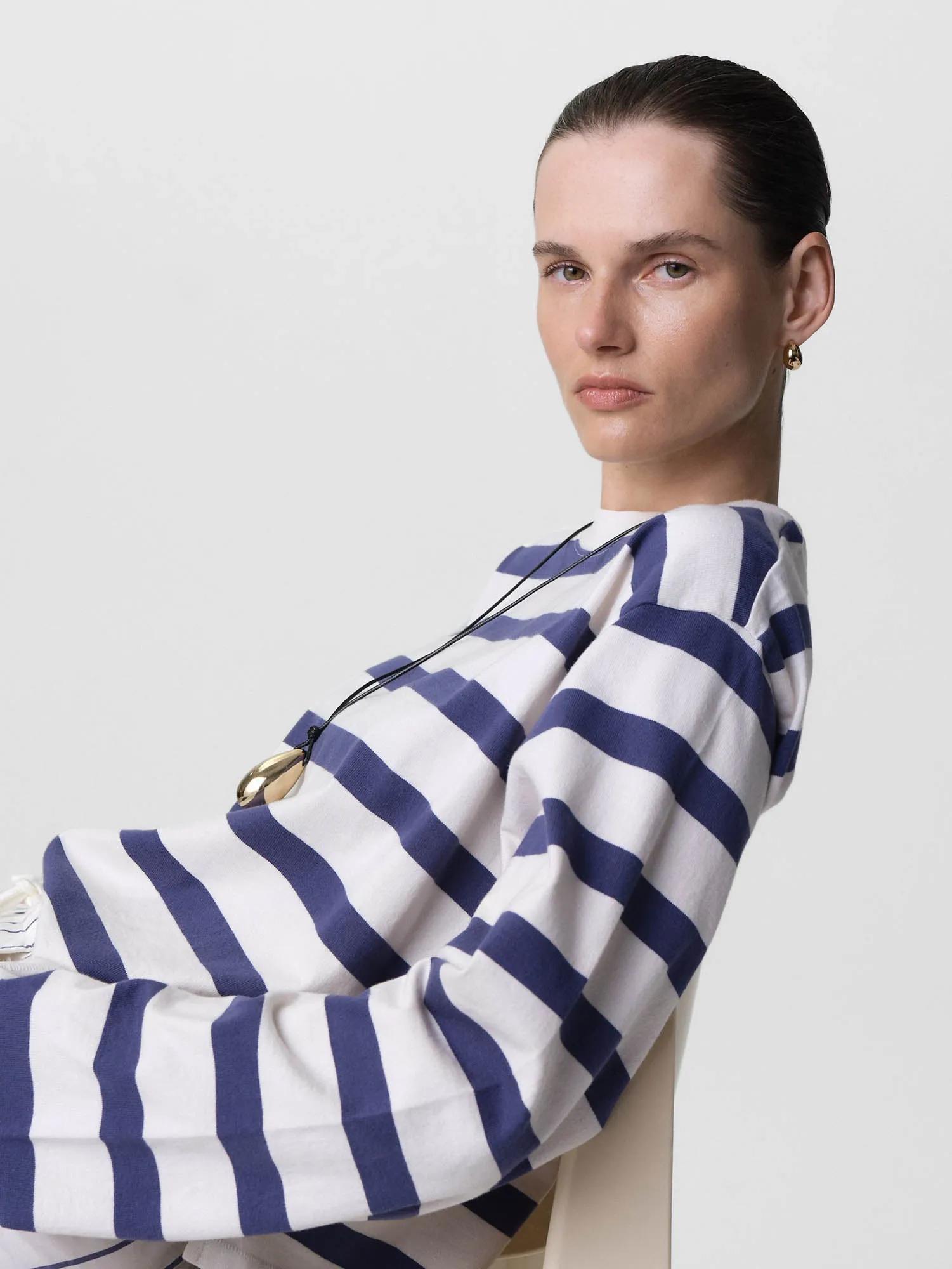 Organic Structured Cotton Striped Long Sleeve Tee sold by MATE the Label product image thumbnail 2