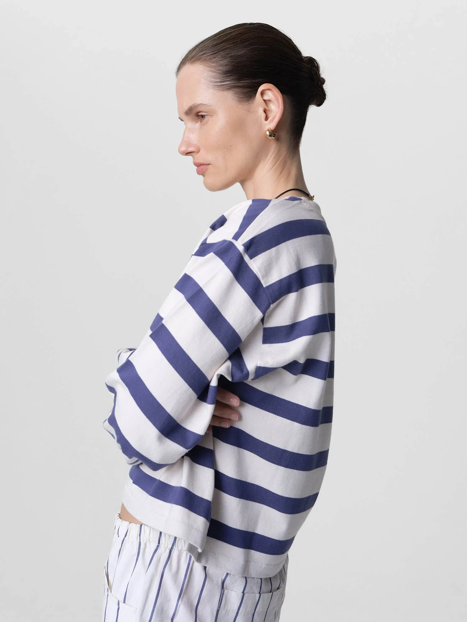 Organic Structured Cotton Striped Long Sleeve Tee sold by MATE the Label product image thumbnail 4