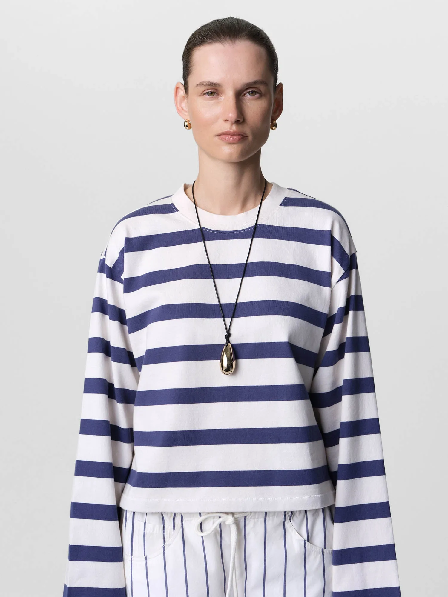 Organic Structured Cotton Striped Long Sleeve Tee sold by MATE the Label product image thumbnail 3
