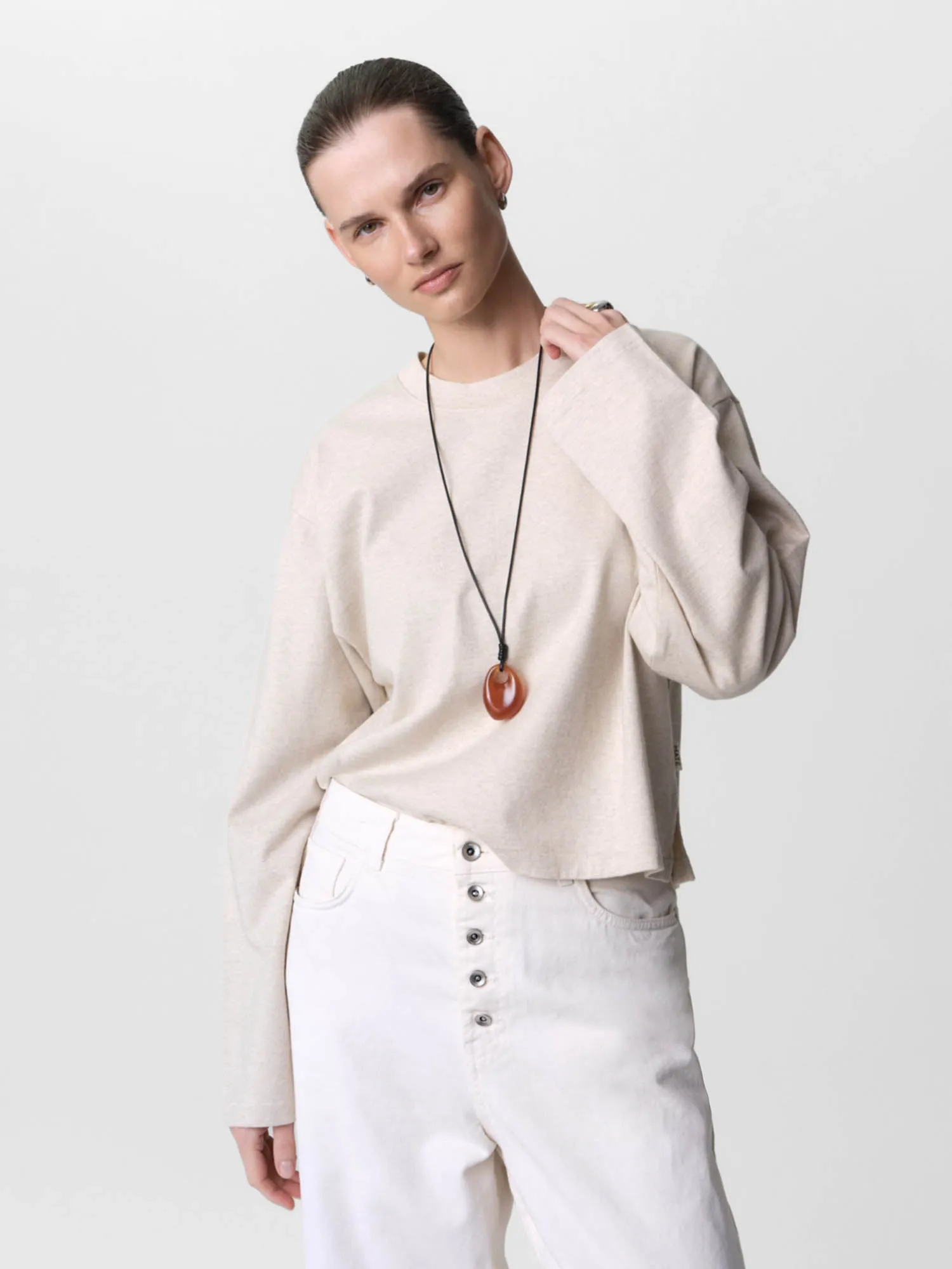 Organic Structured Cotton Long Sleeve Tee sold by MATE the Label product image thumbnail 2