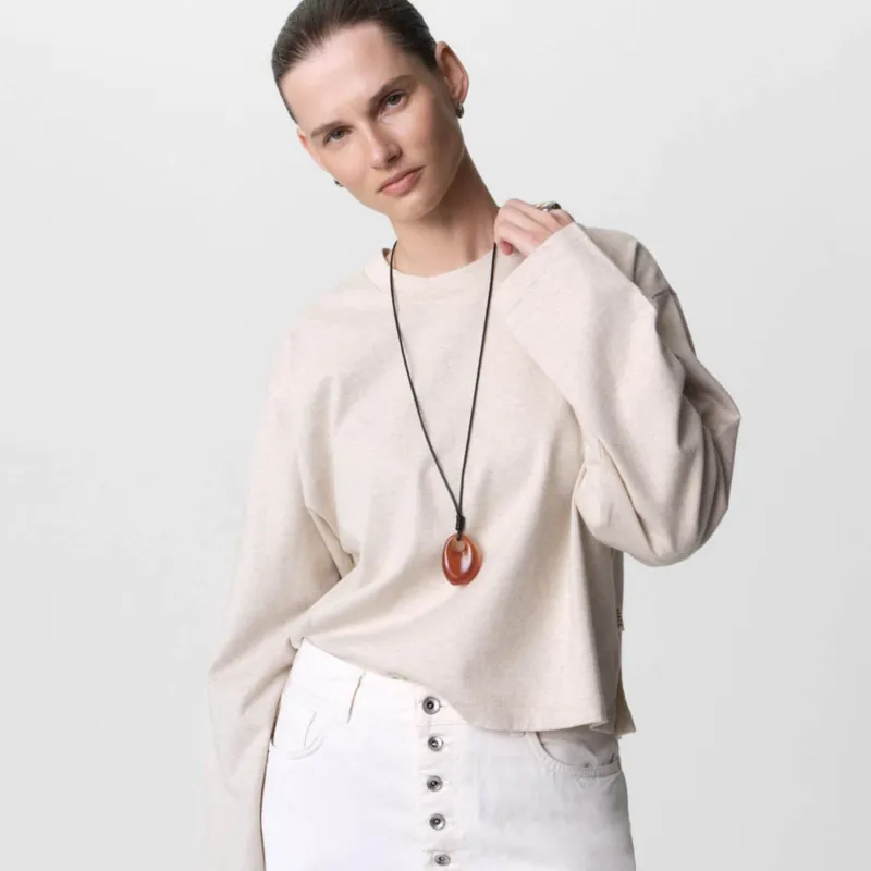Organic Structured Cotton Long Sleeve Tee made by MATE the Label