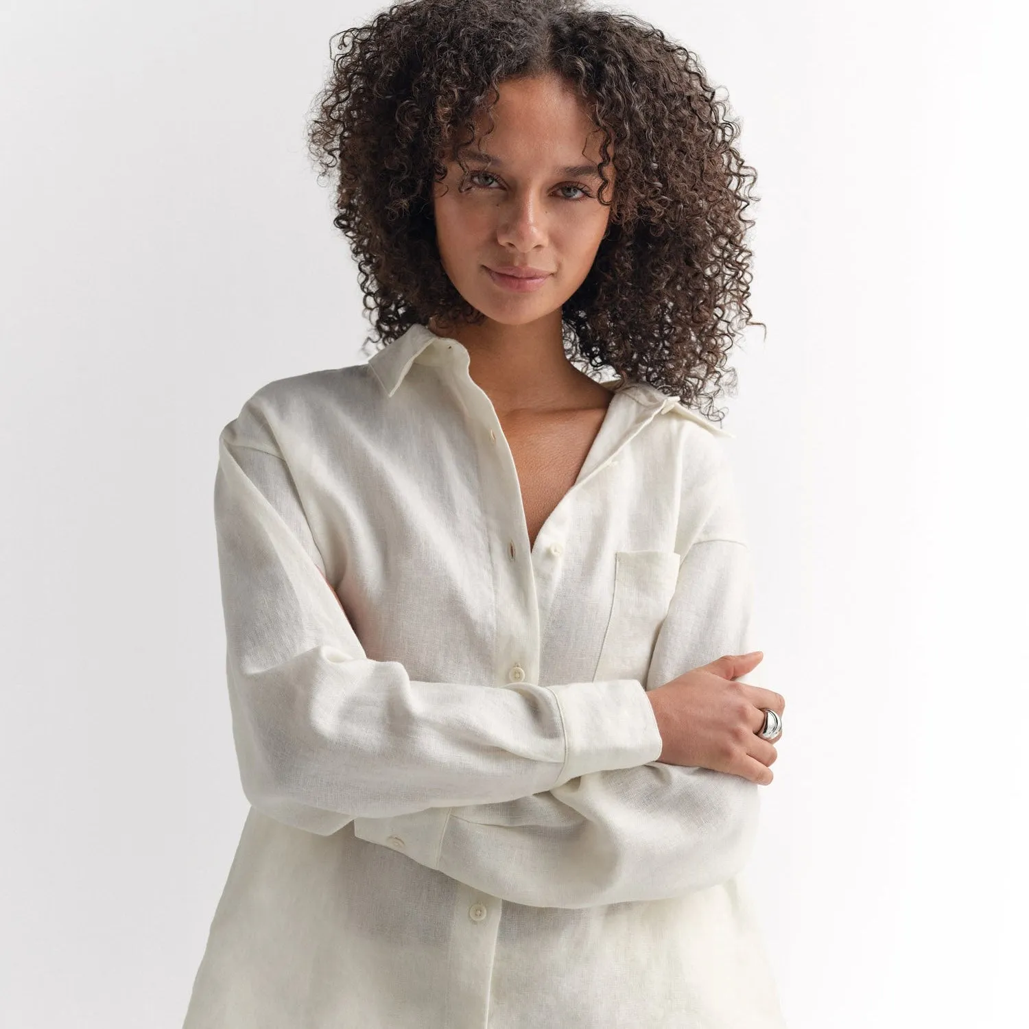 Organic Linen Oversized Button Down sold by MATE the Label
