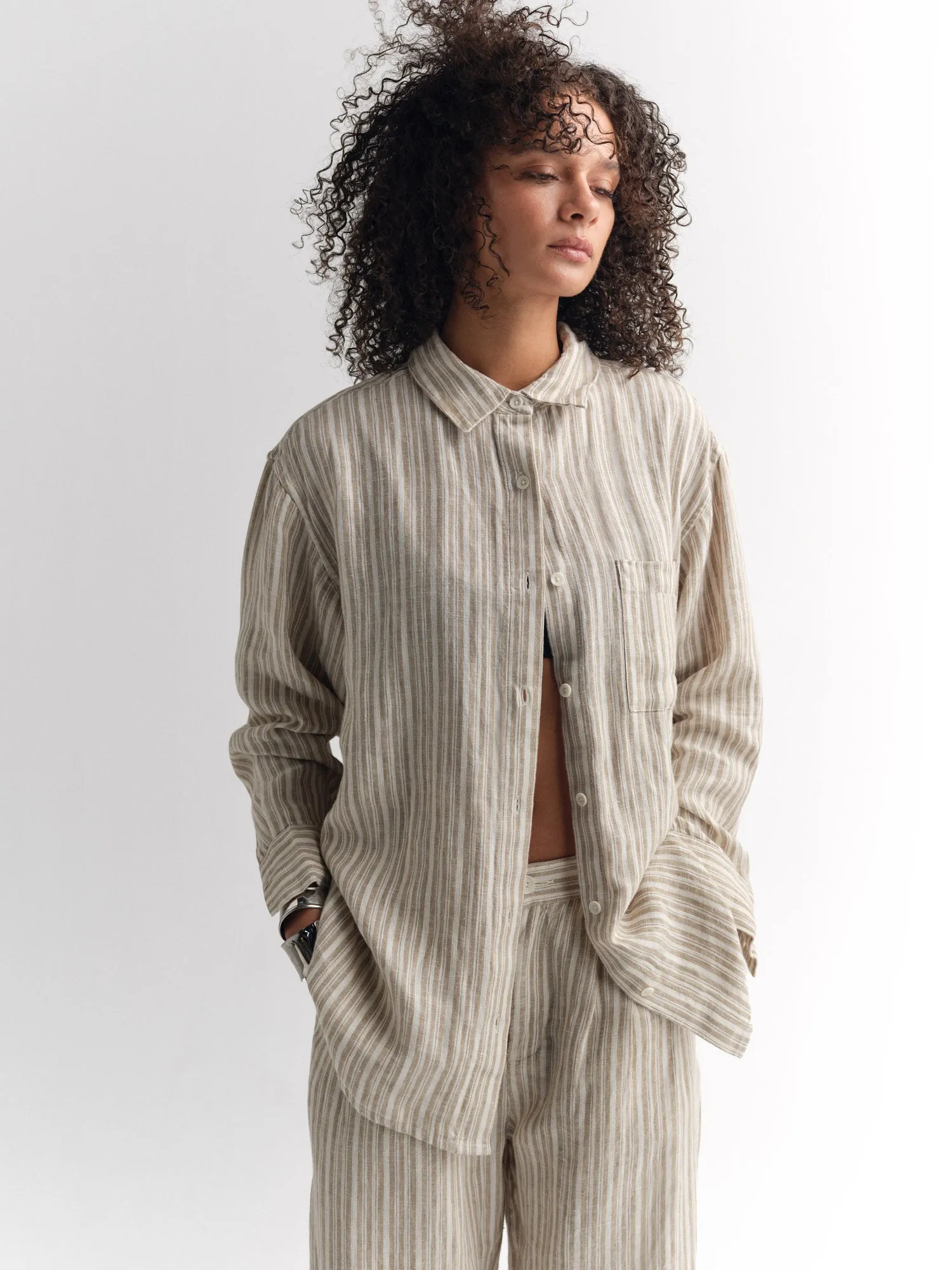 Organic Linen Striped Oversized Button Down sold by MATE the Label product image thumbnail 2