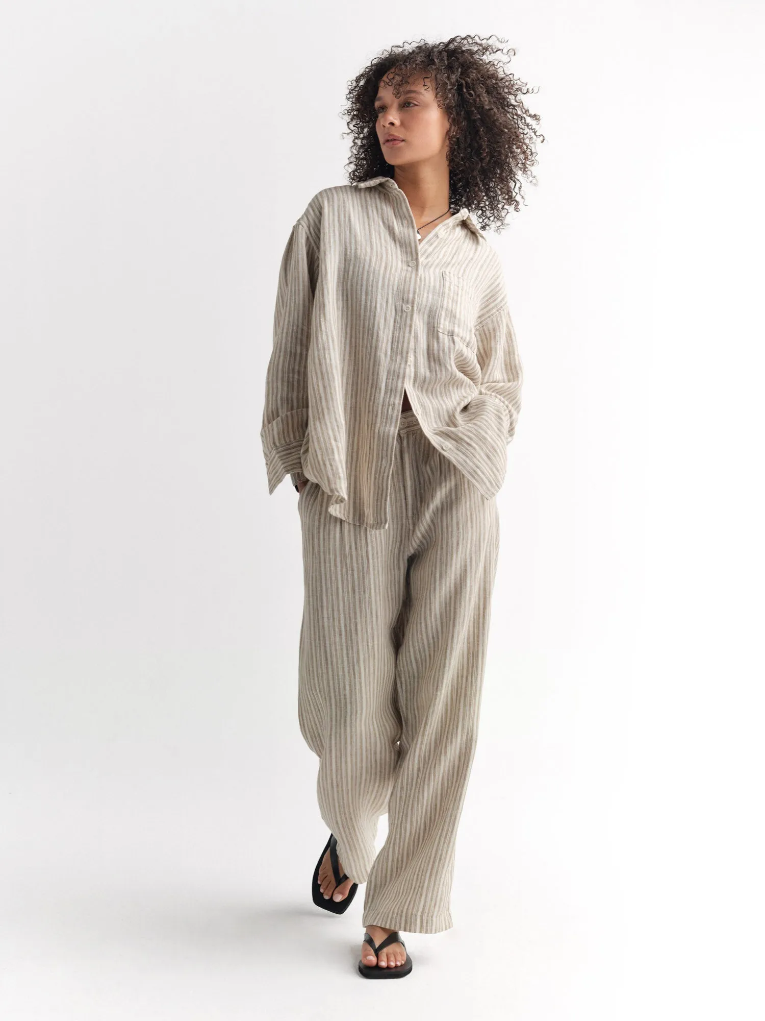 Organic Linen Striped Oversized Button Down sold by MATE the Label product image thumbnail 3