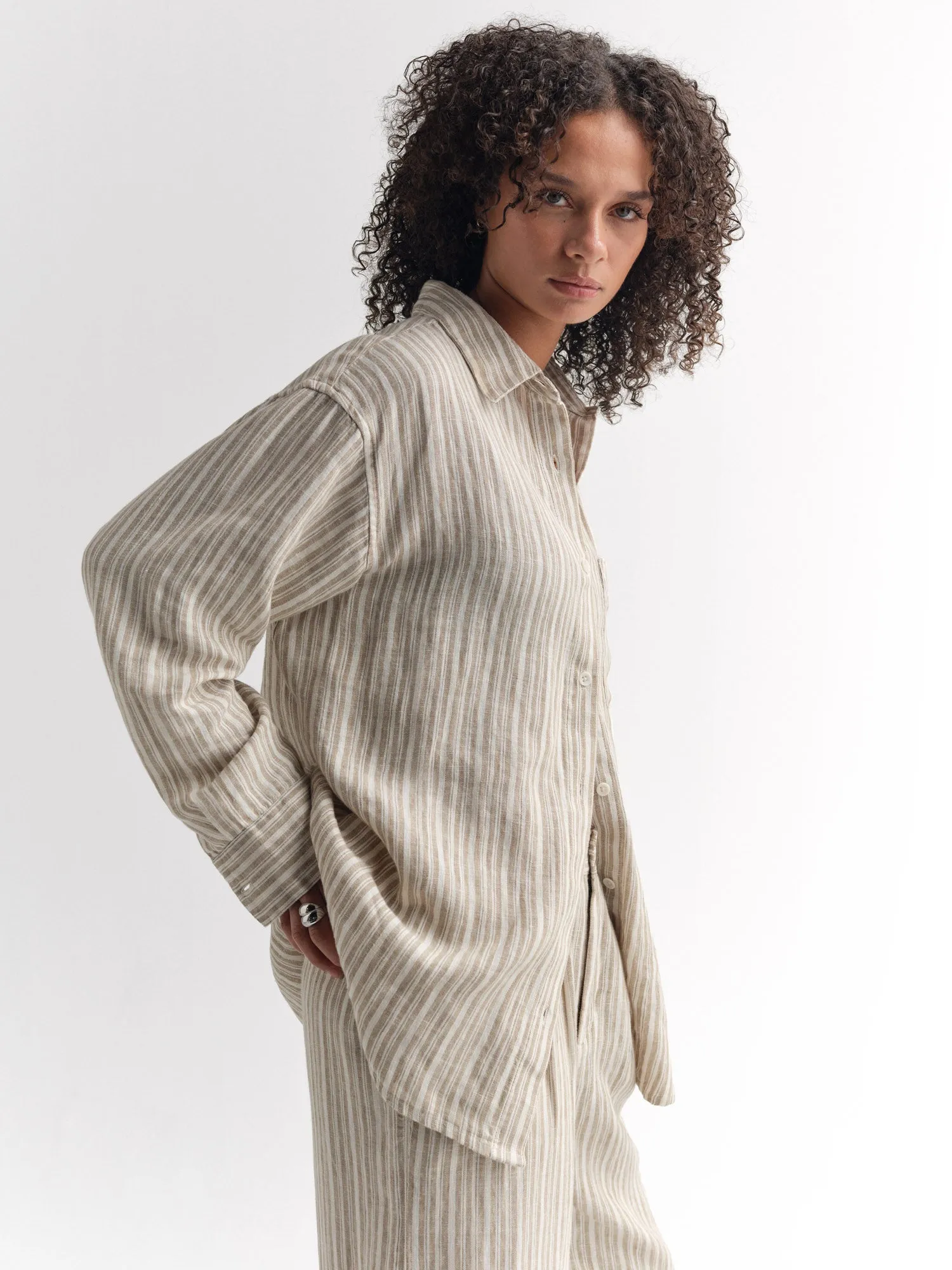 Organic Linen Striped Oversized Button Down sold by MATE the Label product image thumbnail 4