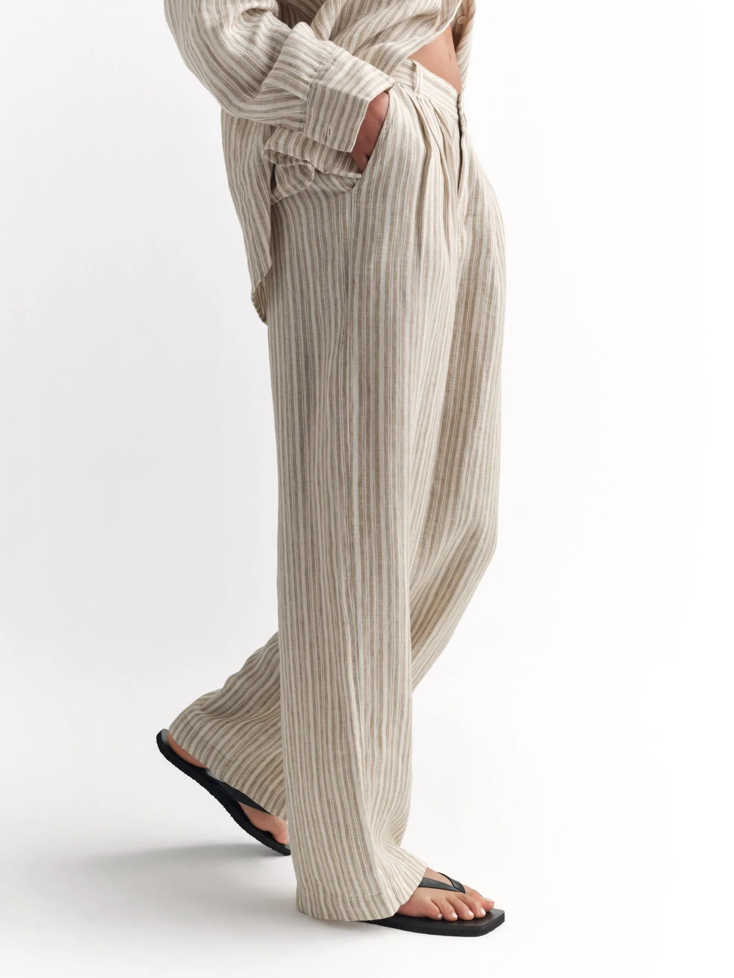 Organic Linen Striped Pleated Pant sold by MATE the Label product image thumbnail 5