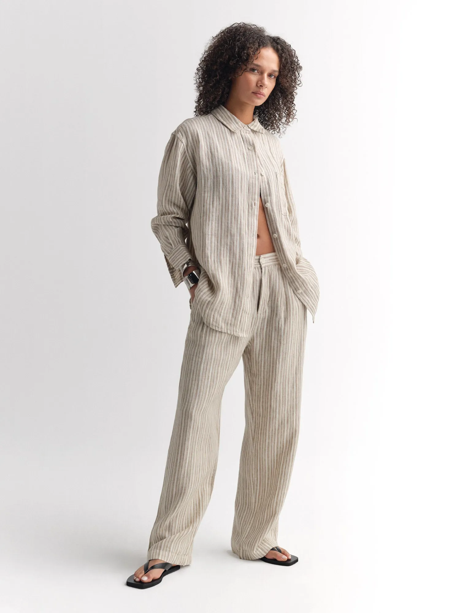 Organic Linen Striped Pleated Pant sold by MATE the Label product image thumbnail 2