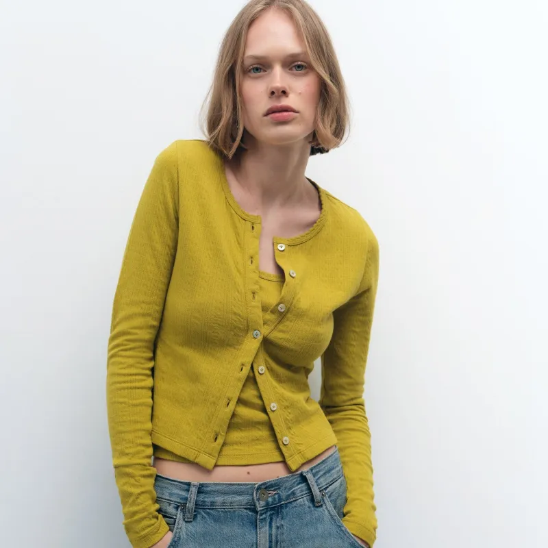 Organic Pointelle Cardigan made by MATE the Label