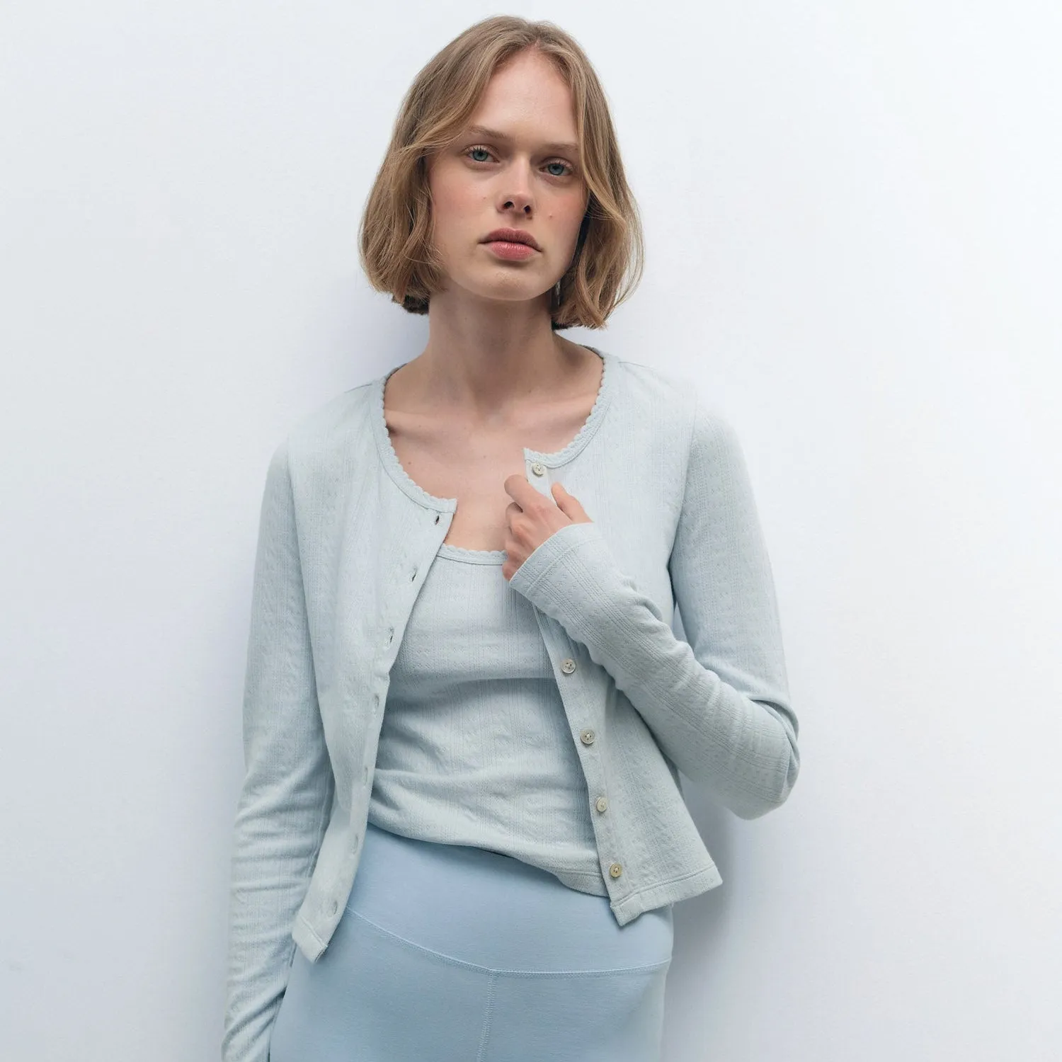 Organic Pointelle Cardigan sold by MATE the Label