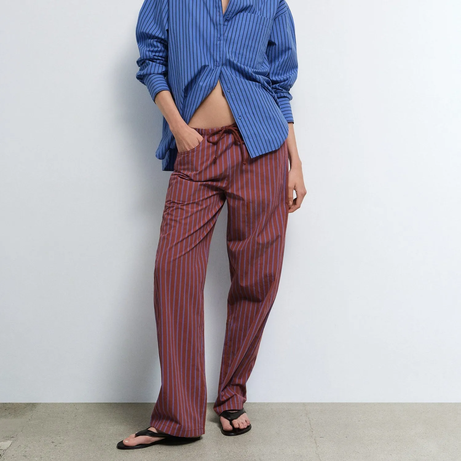Organic Poplin Essential Striped Pant sold by MATE the Label