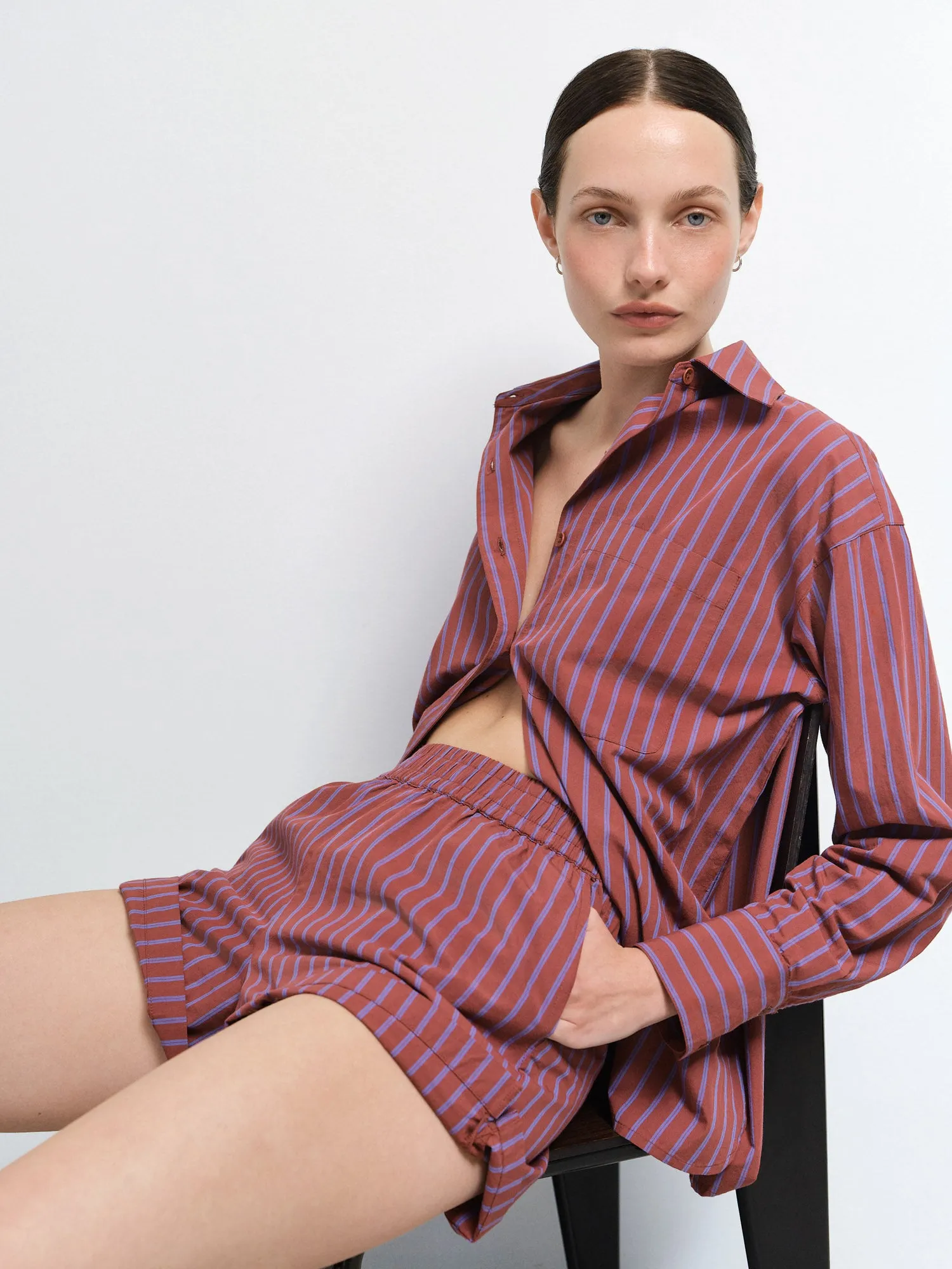 Organic Poplin Striped Long Sleeve Button Down sold by MATE the Label product image thumbnail 4