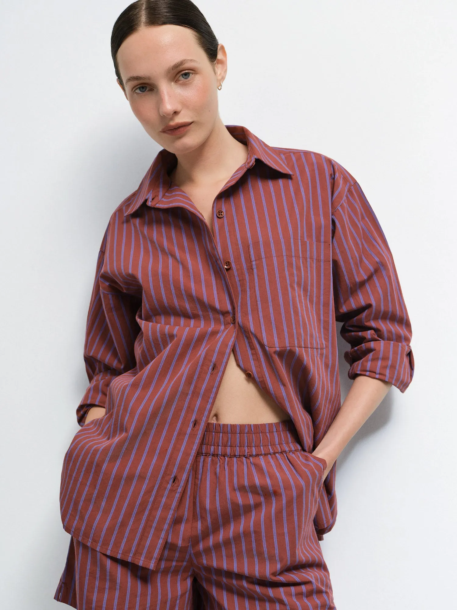 Organic Poplin Striped Long Sleeve Button Down sold by MATE the Label product image thumbnail 2