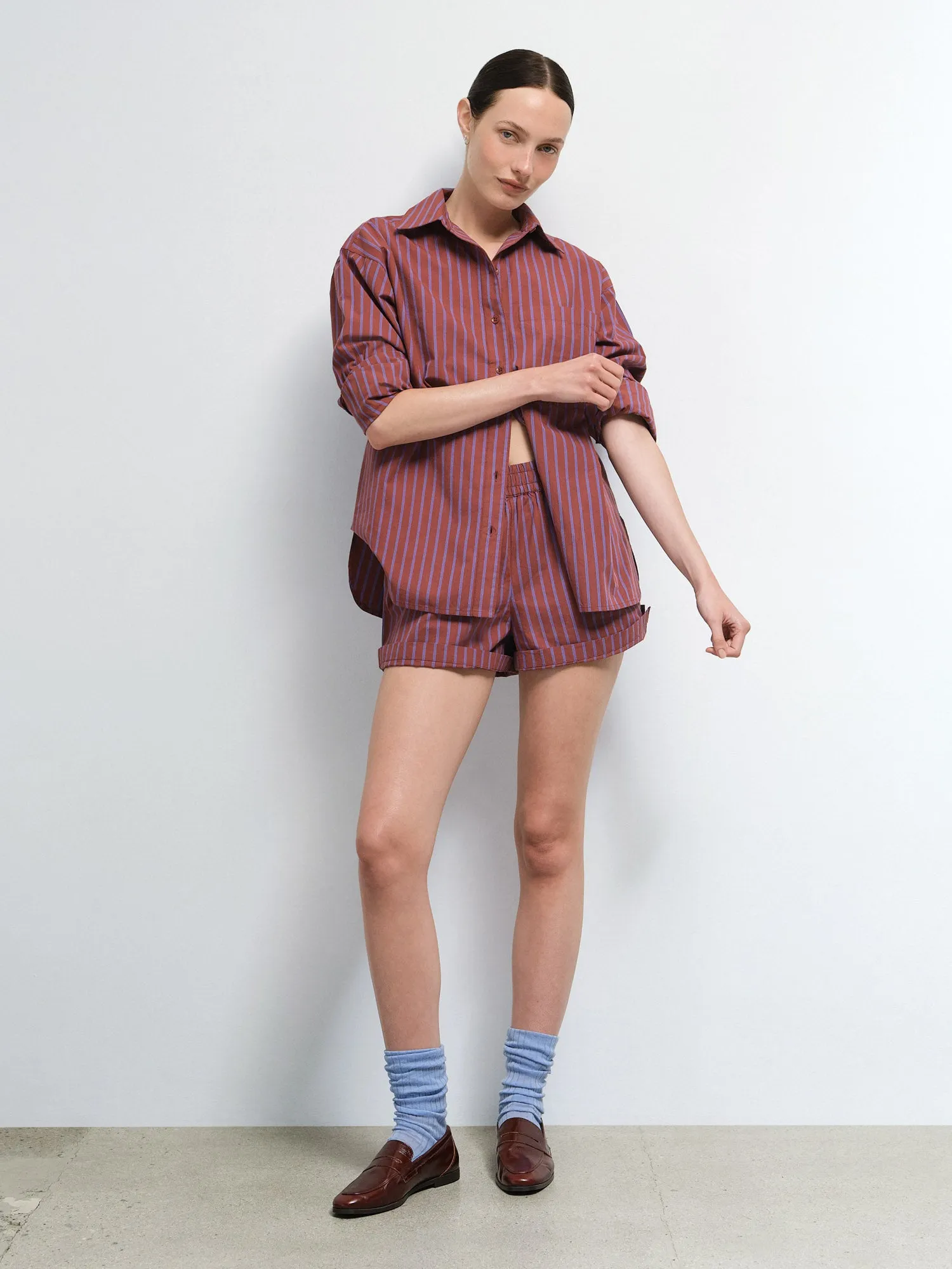 Organic Poplin Striped Long Sleeve Button Down sold by MATE the Label product image thumbnail 5