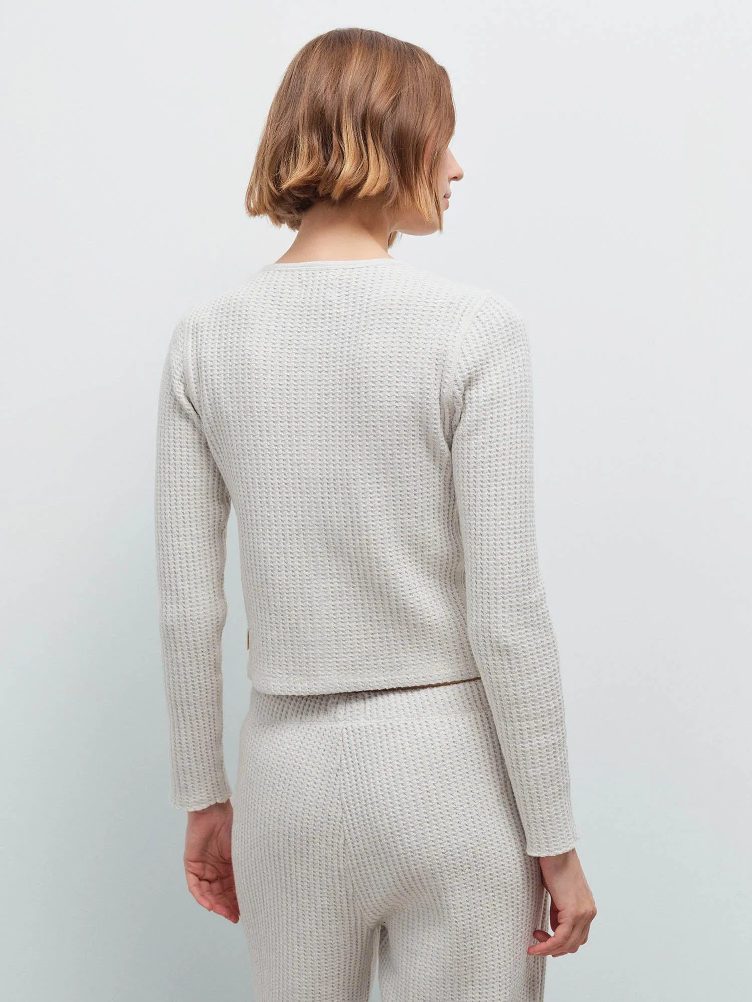 Organic Waffle Crew Cardigan sold by MATE the Label product image thumbnail 3