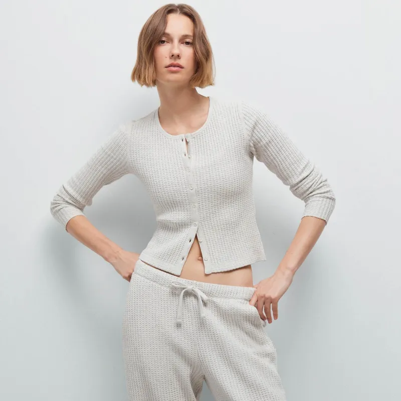 Organic Waffle Crew Cardigan made by MATE the Label