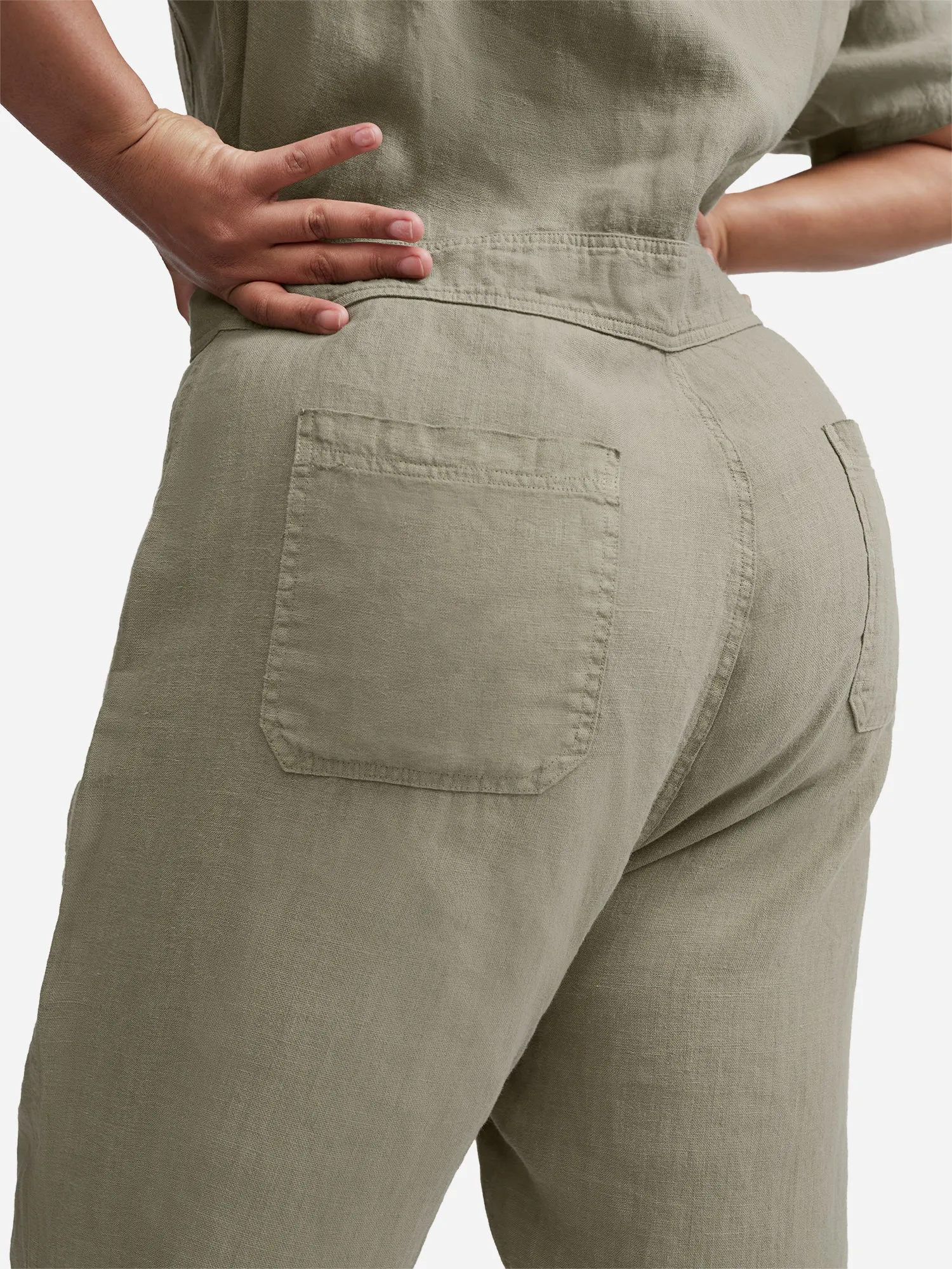 Linen Short Sleeve Jumpsuit sold by MATE the Label product image thumbnail 5