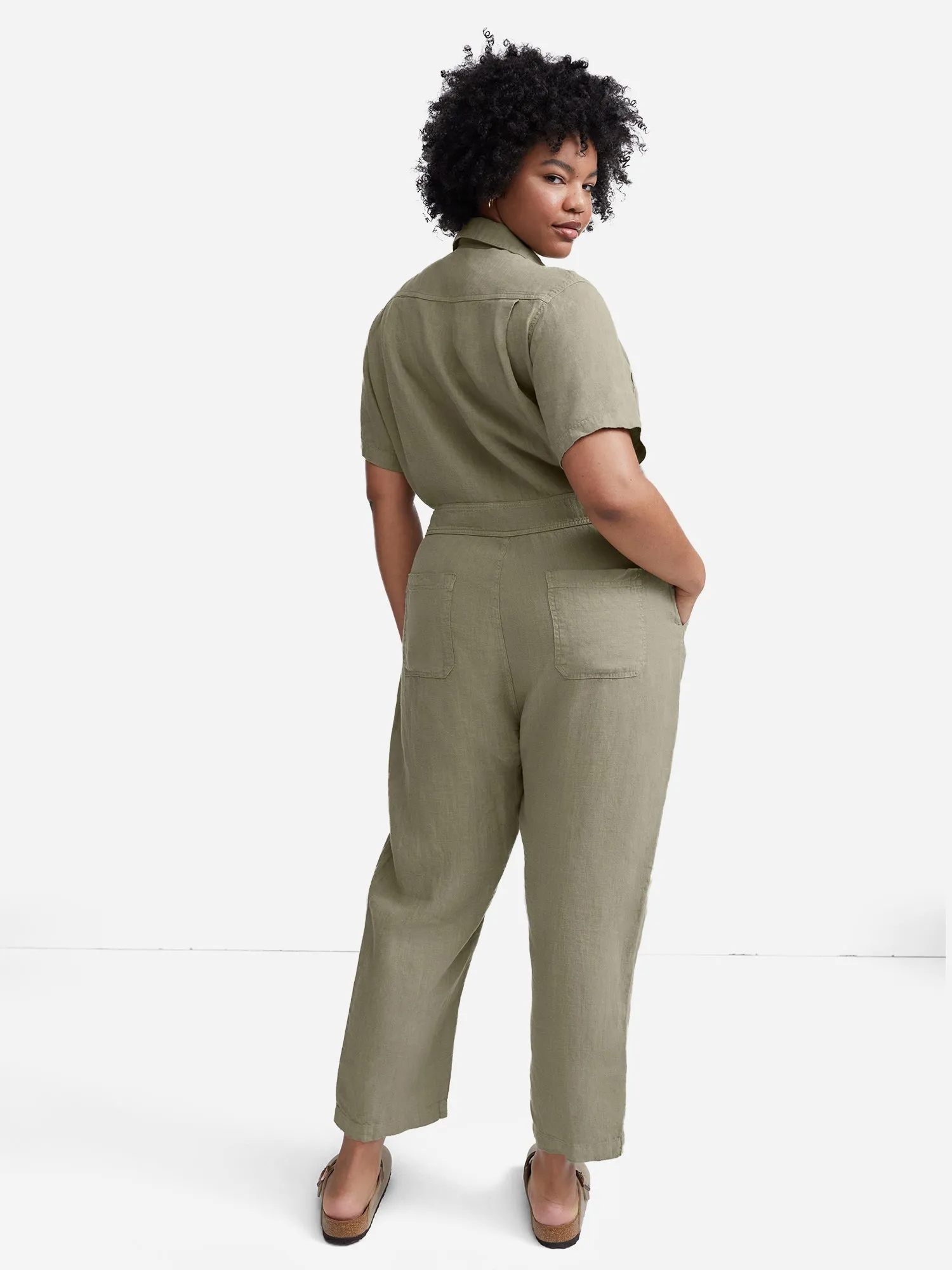 Linen Short Sleeve Jumpsuit sold by MATE the Label product image thumbnail 4