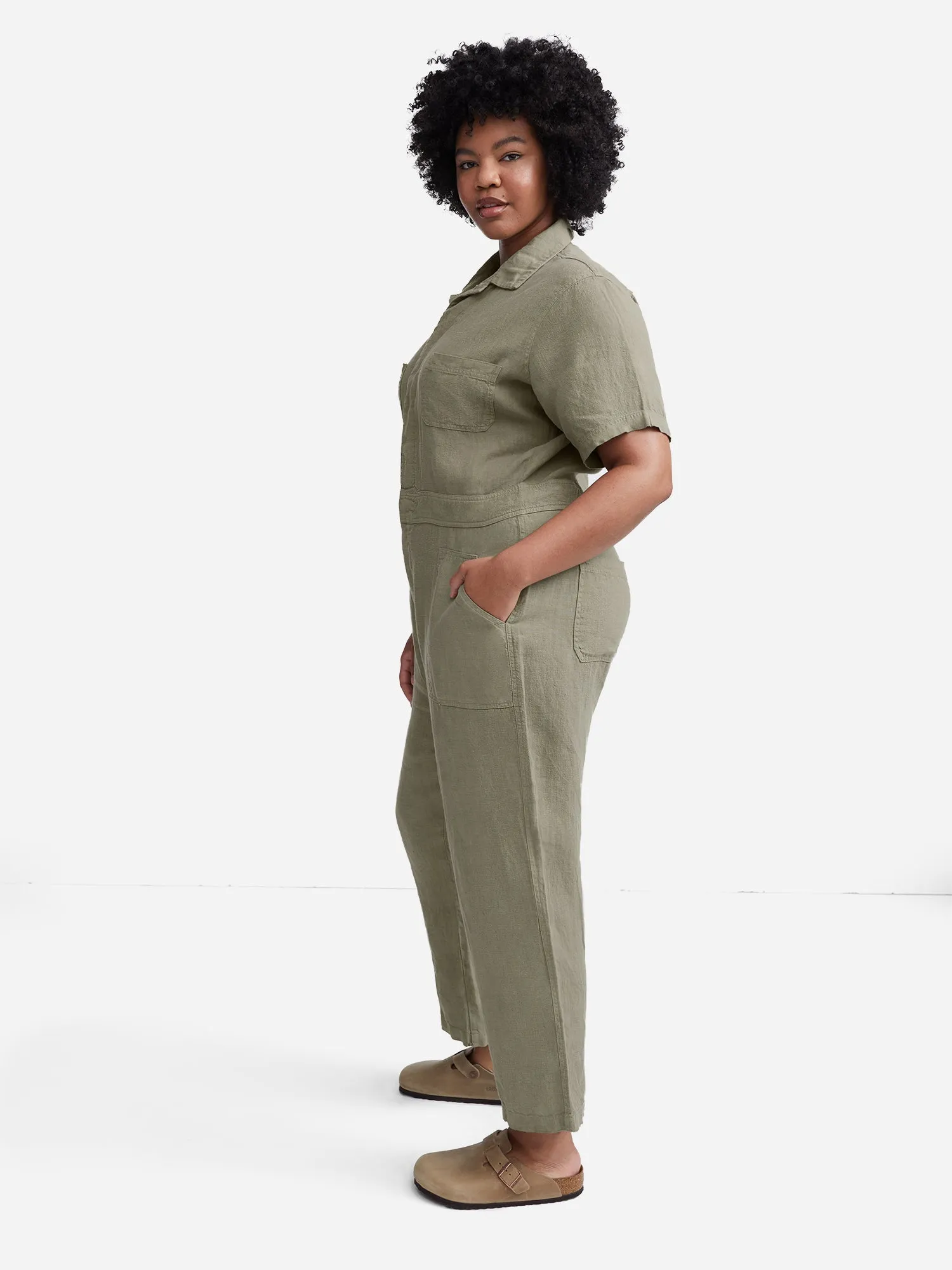 Linen Short Sleeve Jumpsuit sold by MATE the Label product image thumbnail 3