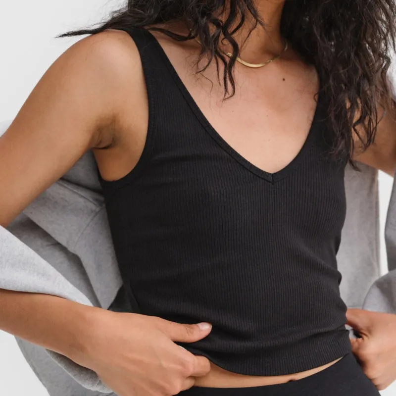 Tencel Rib Crop V-Tank sold by MATE the Label