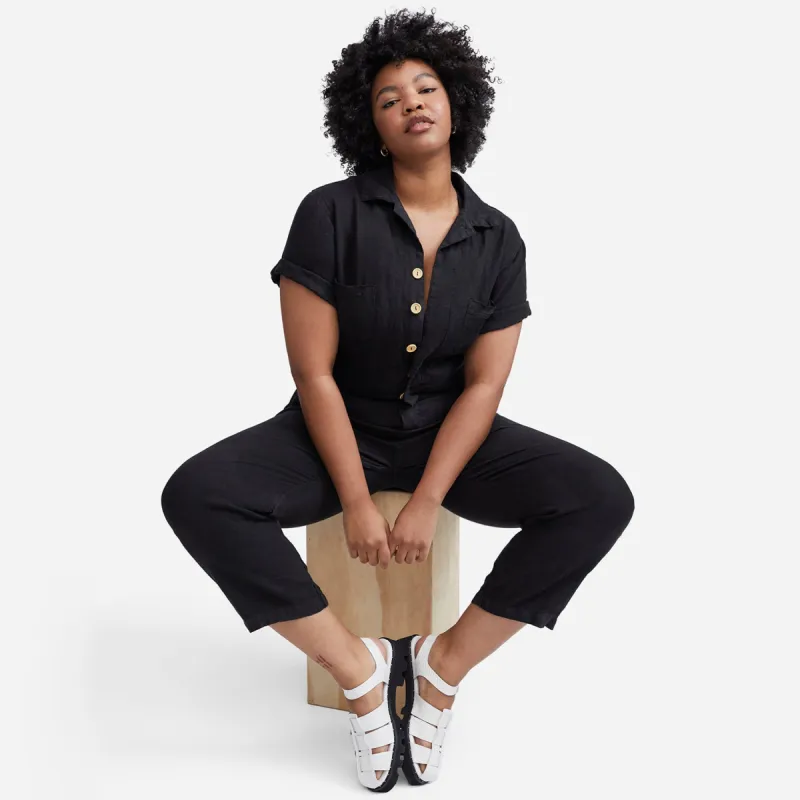 Linen Short Sleeve Jumpsuit sold by MATE the Label