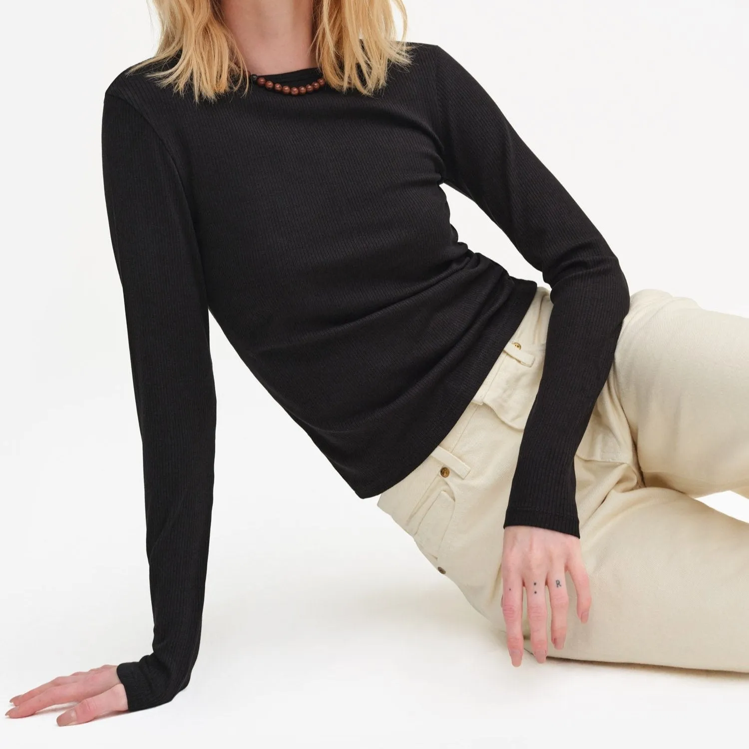Tencel Rib Long Sleeve Tee sold by MATE the Label