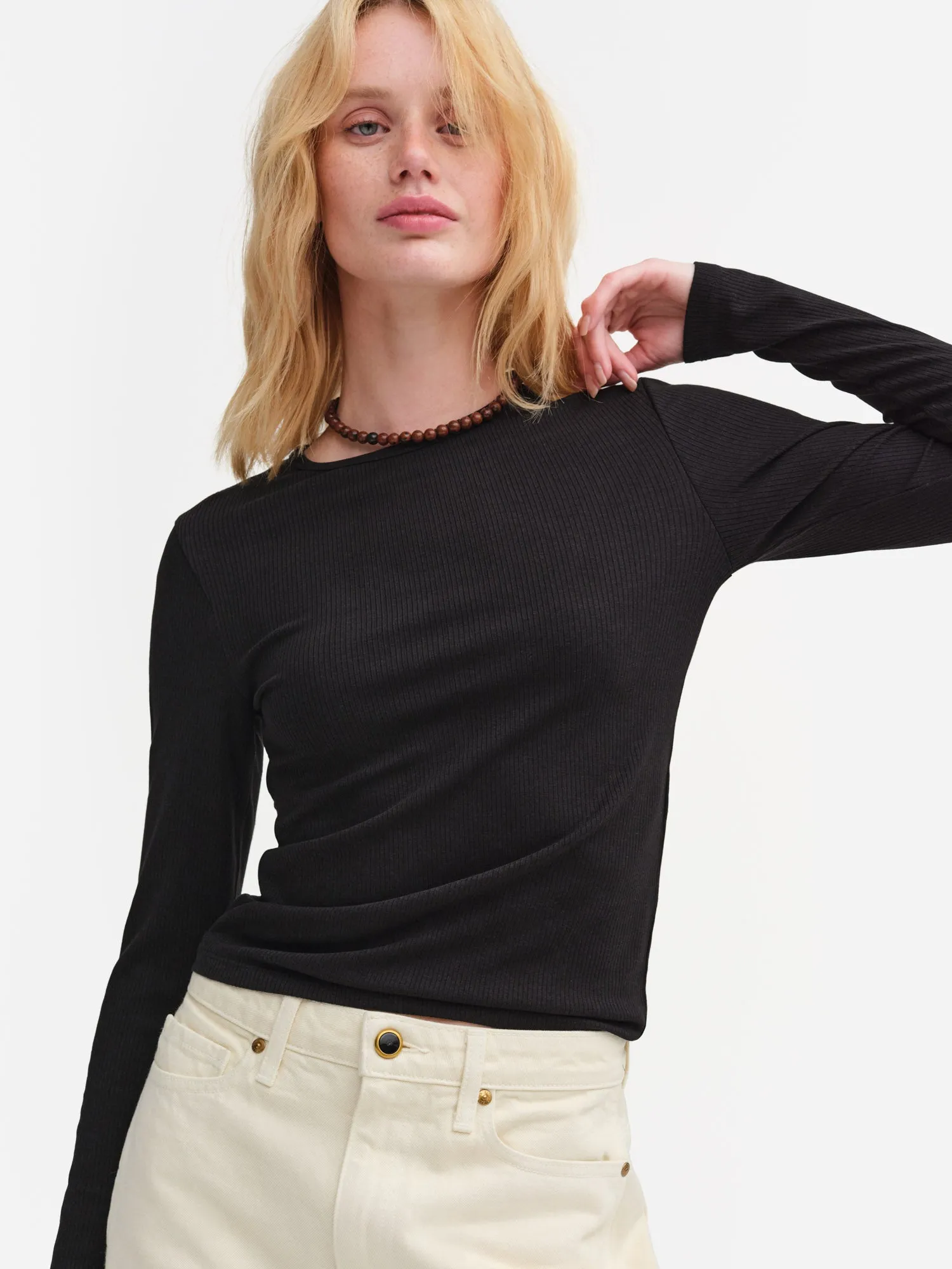 Tencel Rib Long Sleeve Tee sold by MATE the Label product image thumbnail 4