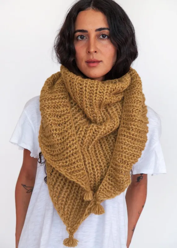 Freya Alpaca Triangle Scarf- Mustard sold by Matta