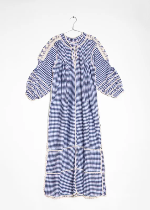 Sirena Dress Long Sleeves Gingham - Blue sold by Matta