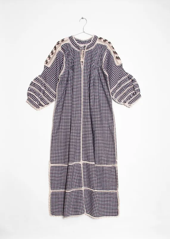 Sirena Dress Long Sleeves Gingham - Black sold by Matta