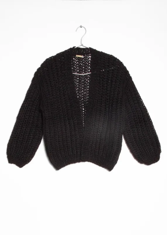 Hilma Hand Knit Alpaca Cardigan, Black sold by Matta