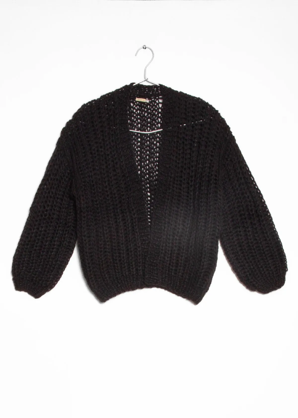 Hilma Hand Knit Alpaca Cardigan, Black sold by Matta