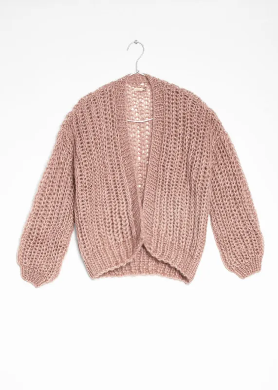 Hilma Hand Knit Alpaca Cardigan, Pink sold by Matta