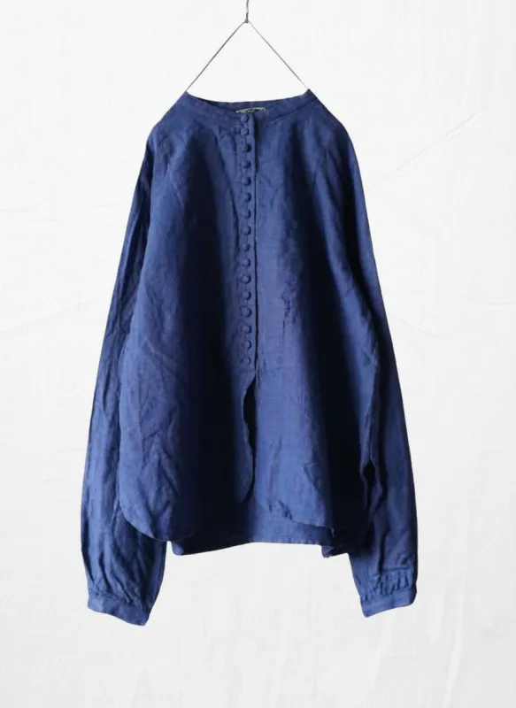 Ichi Antiquities Linen Shirt - Indigo sold by Matta