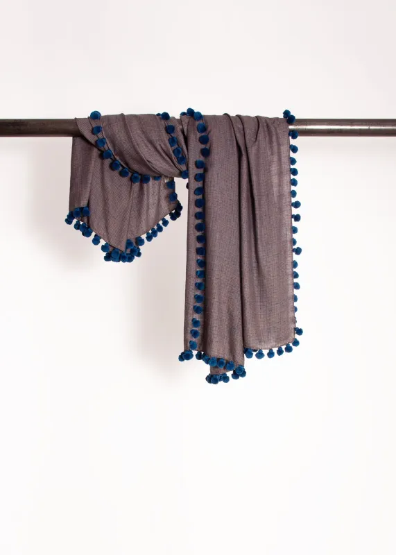 Dupatta Noor Special Shawl - Toosh/Blue Tiny Checks Pattern sold by Matta