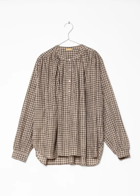 Bheeti Tie Dye Checks Top - Cement sold by Matta