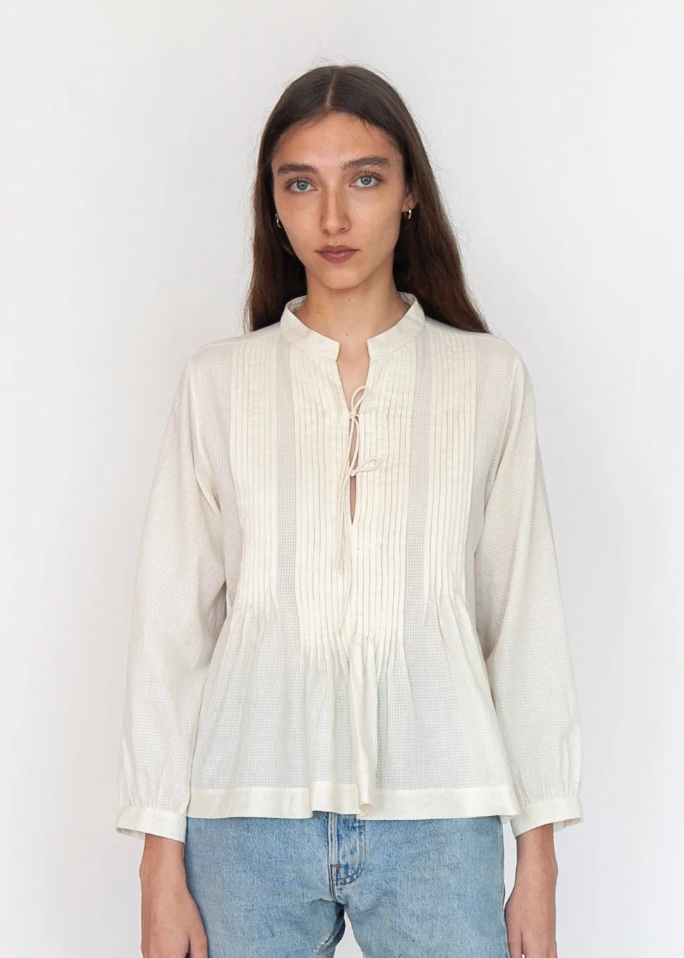 Alma Tiny Checks Top - Natural sold by Matta product image thumbnail 2