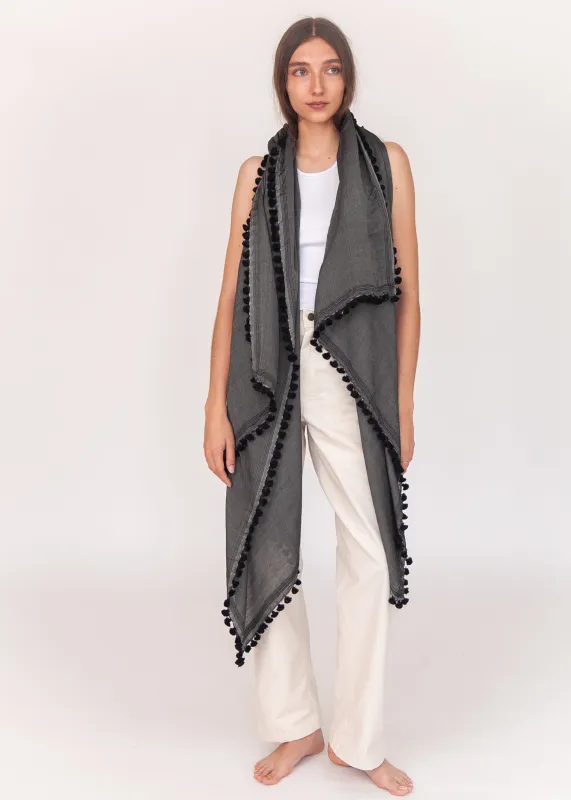 Dupatta Saaf Shiny Pin Stripes - Black sold by Matta