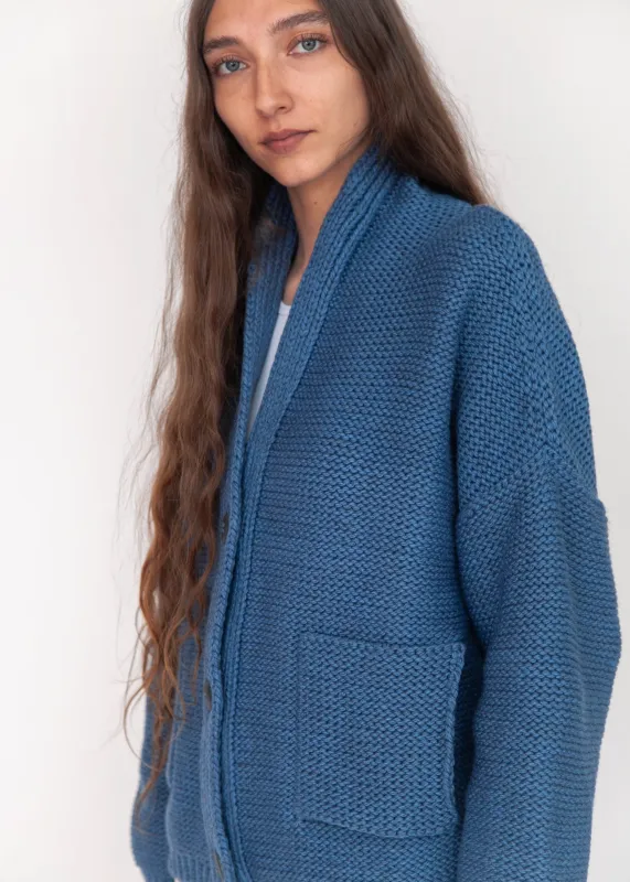 Andean Wool Bomber Cardi, Azul Claro sold by Matta