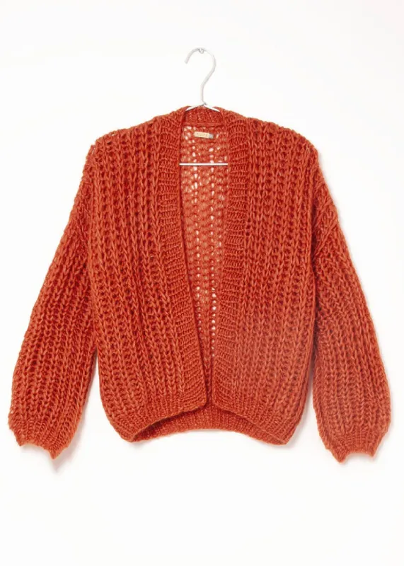 Hilma Hand Knit Alpaca Cardigan, Rust sold by Matta