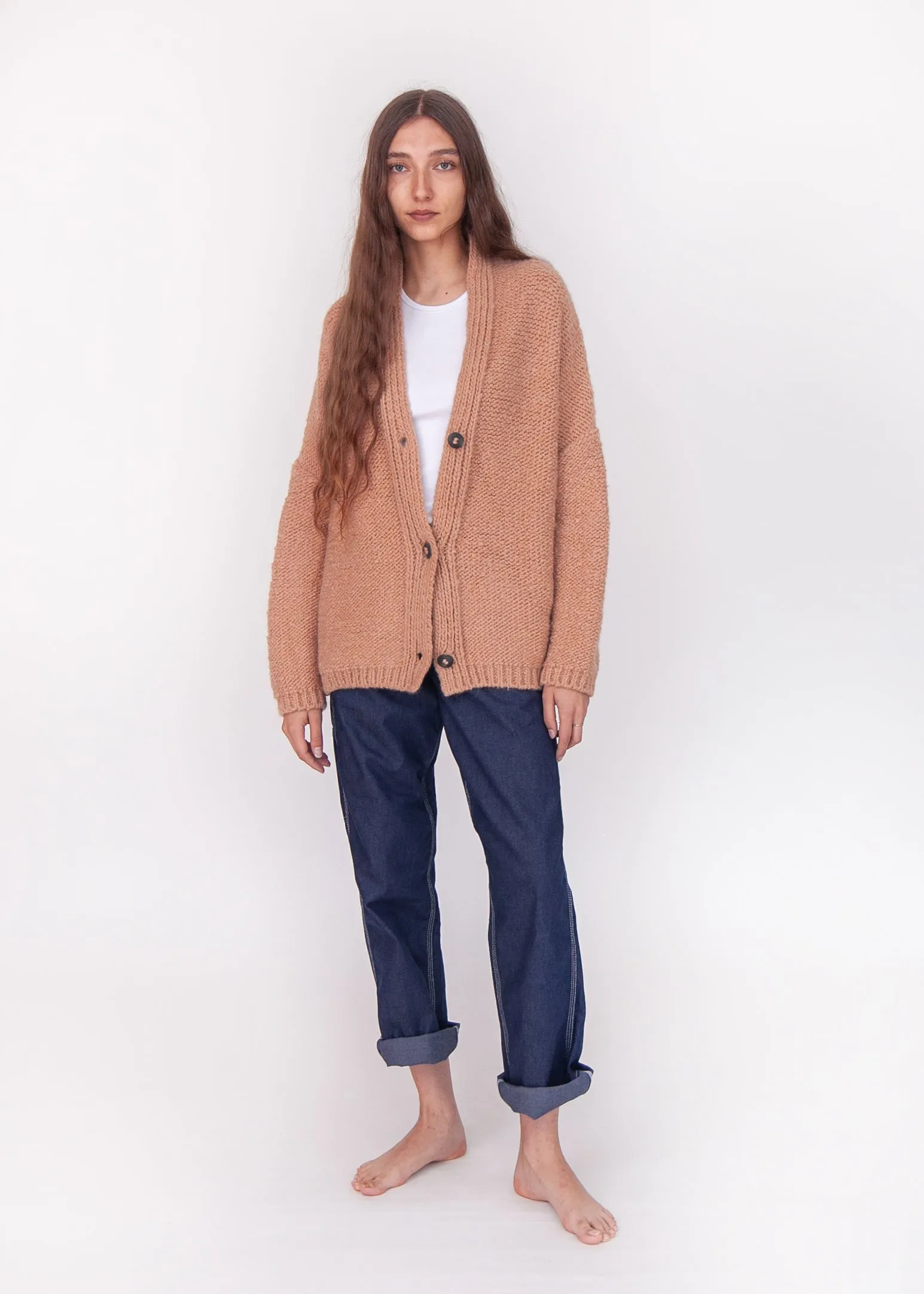 Huacaya Alpaca Cardigan, Peach sold by Matta product image thumbnail 2