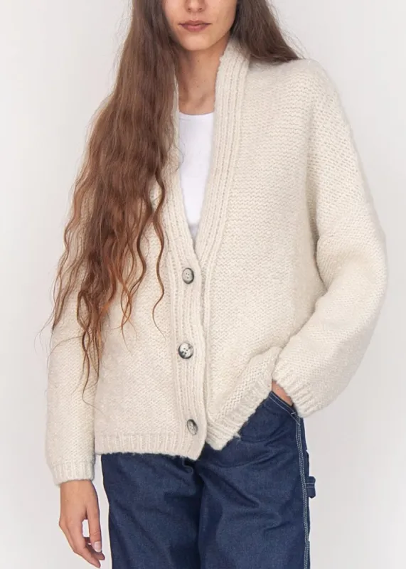 Huacaya Alpaca Cardigan, Natural sold by Matta