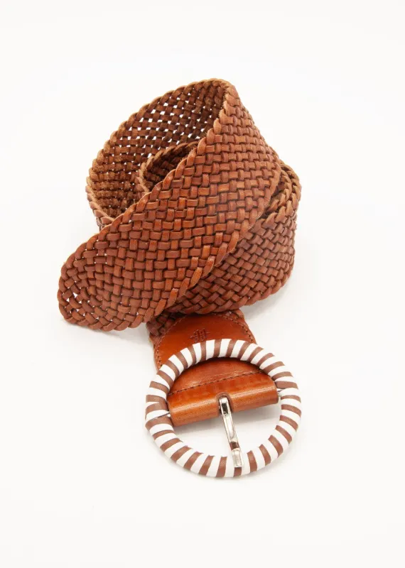 Dragon Diffusion Woven Wide Belt Tan/White made by Dragon Diffusion