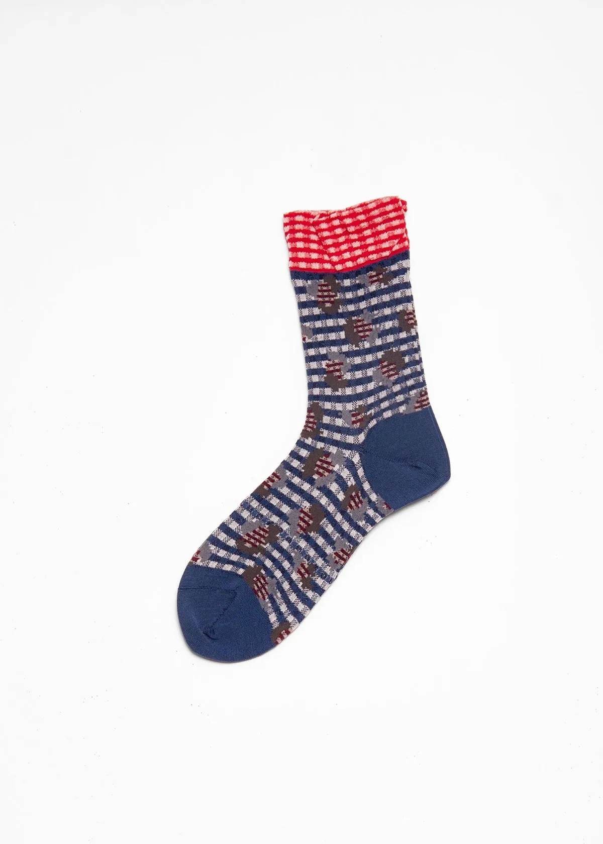 Antipast Jungle Checks Mid Socks - Blue sold by Matta